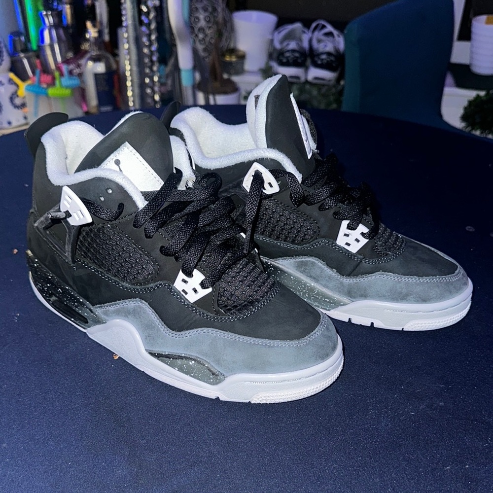 Authentic Jordan 4s Black and Gray High-Top Sneakers